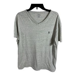 Polo Ralph Lauren Gray T-Shirt Cotton V Neck Size Large N402
